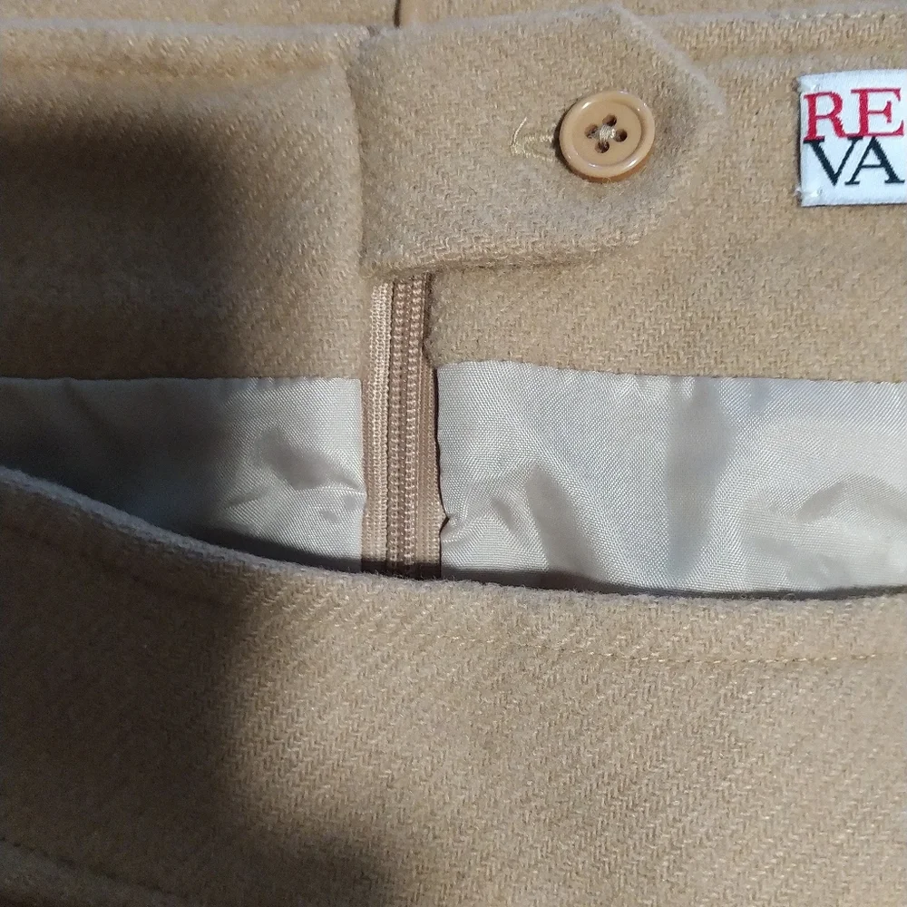 Red Valentino Pleated Tan Wool Pencil Skirt